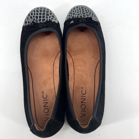 Vionic Minna Ballet Flats Cap Toe Black Suede Size 6.5 - Picture 6 of 7